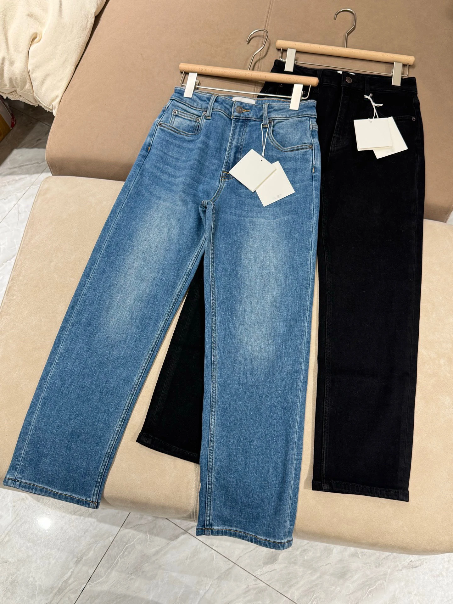 

Прямые джинсы с высокой талией на подкладке, женские модные повседневные хлопковые брюки, теплые облегающие брюки