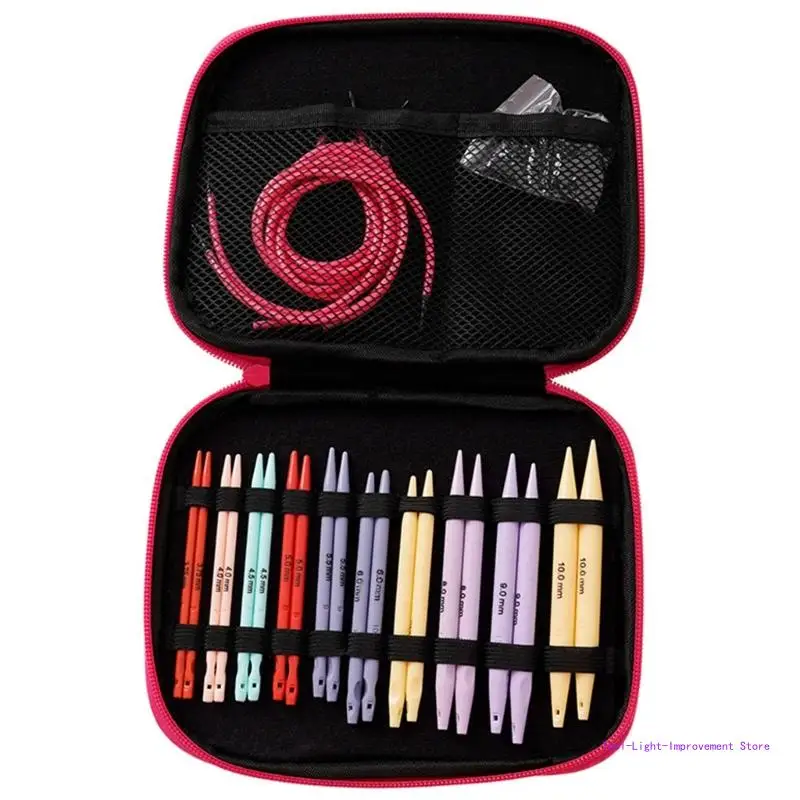 

C63E 10Pairs Colorful Circular Knitting Needle Set with Zippered Case, Colorful Interchangeable Knitting Needle 3.75mm-10mm