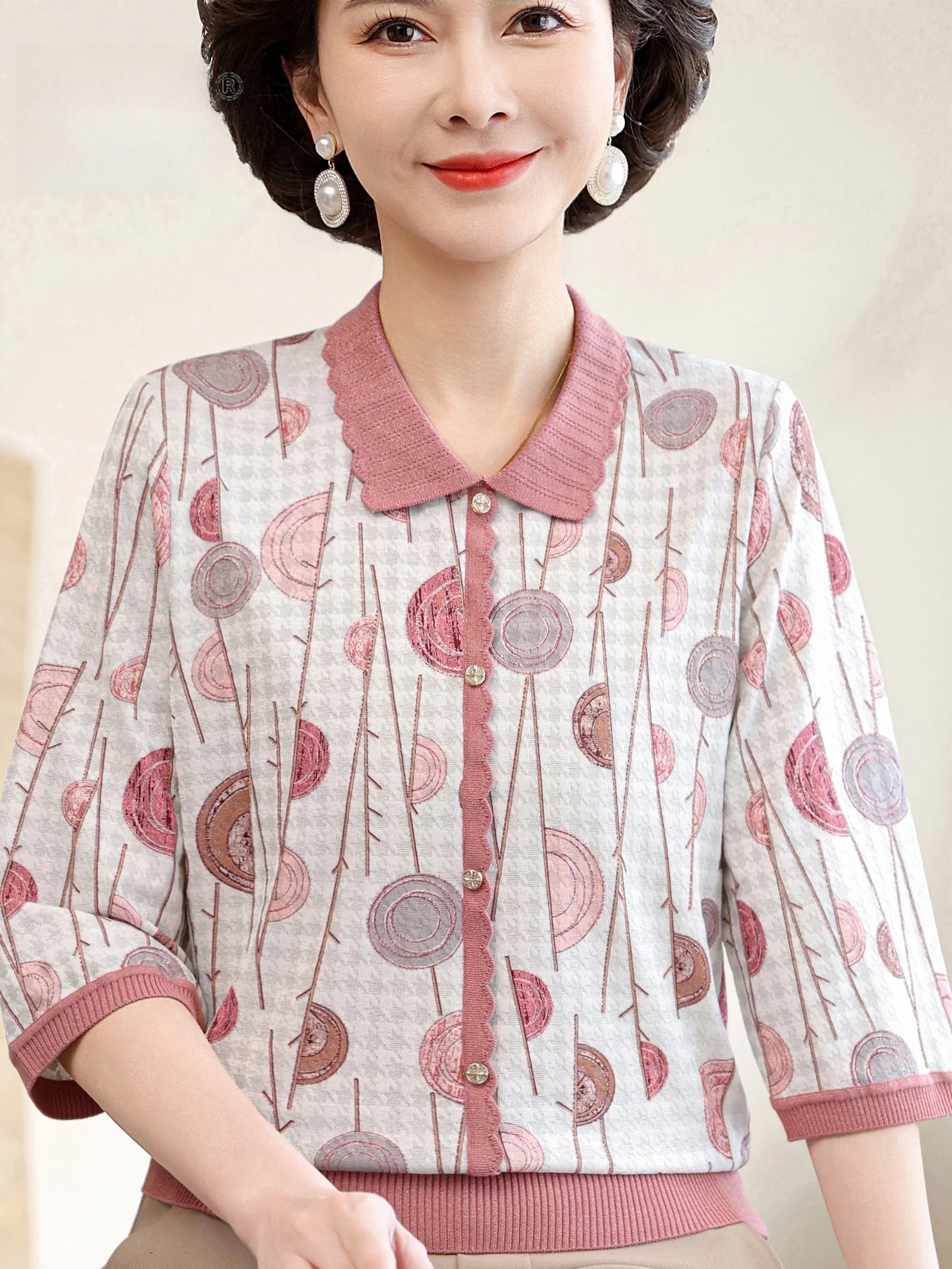 

Faionable Summer New Loose Printed Svel T-irt for Middle-Aged And ly Women Lightweight Comfortable Mom Sle Top