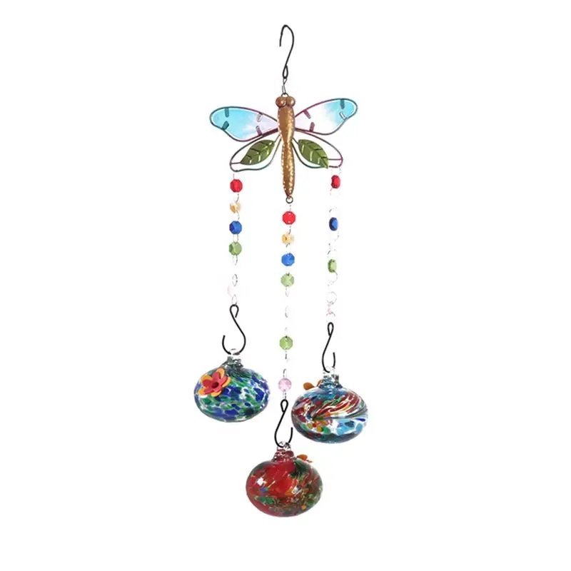 

AEE2-Charming Wind Chimes Hanging Bird Feeder With Flower Shape Feeding Ports