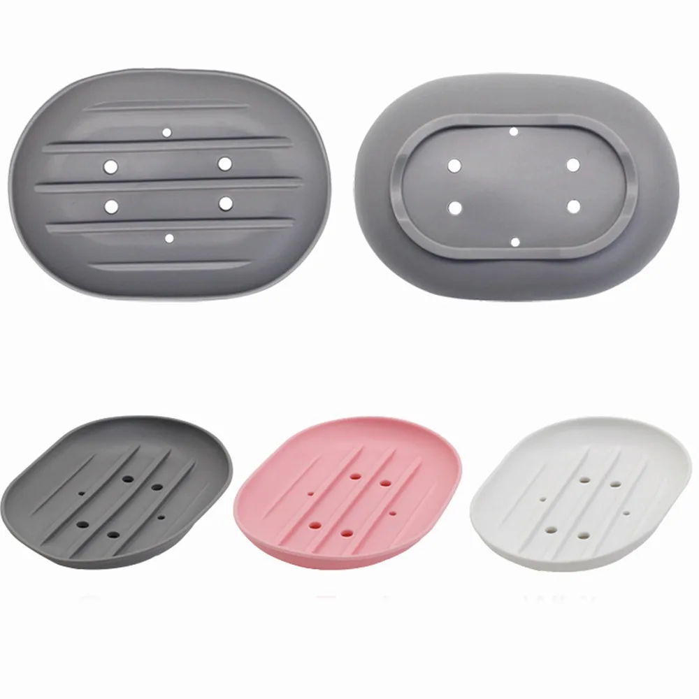 Practical Silicone Soap Dishes Multipurpose Easy to Clean Soap Holder Self Draining Soap Sponge Drainer Tray Bathroom