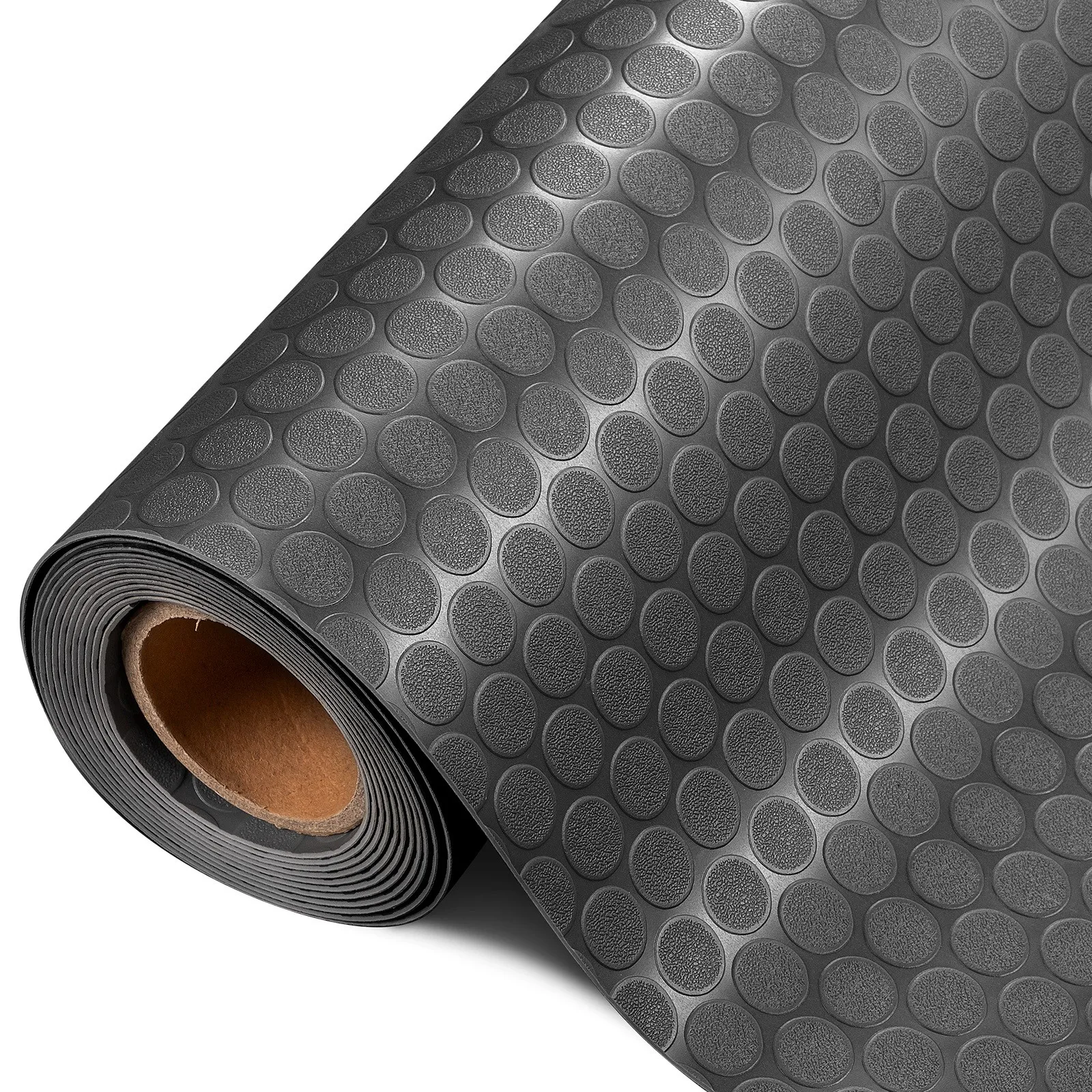 

Garage Floor Mat Diamond Plate PVC Flooring Rolls Circular Waterproof BLK