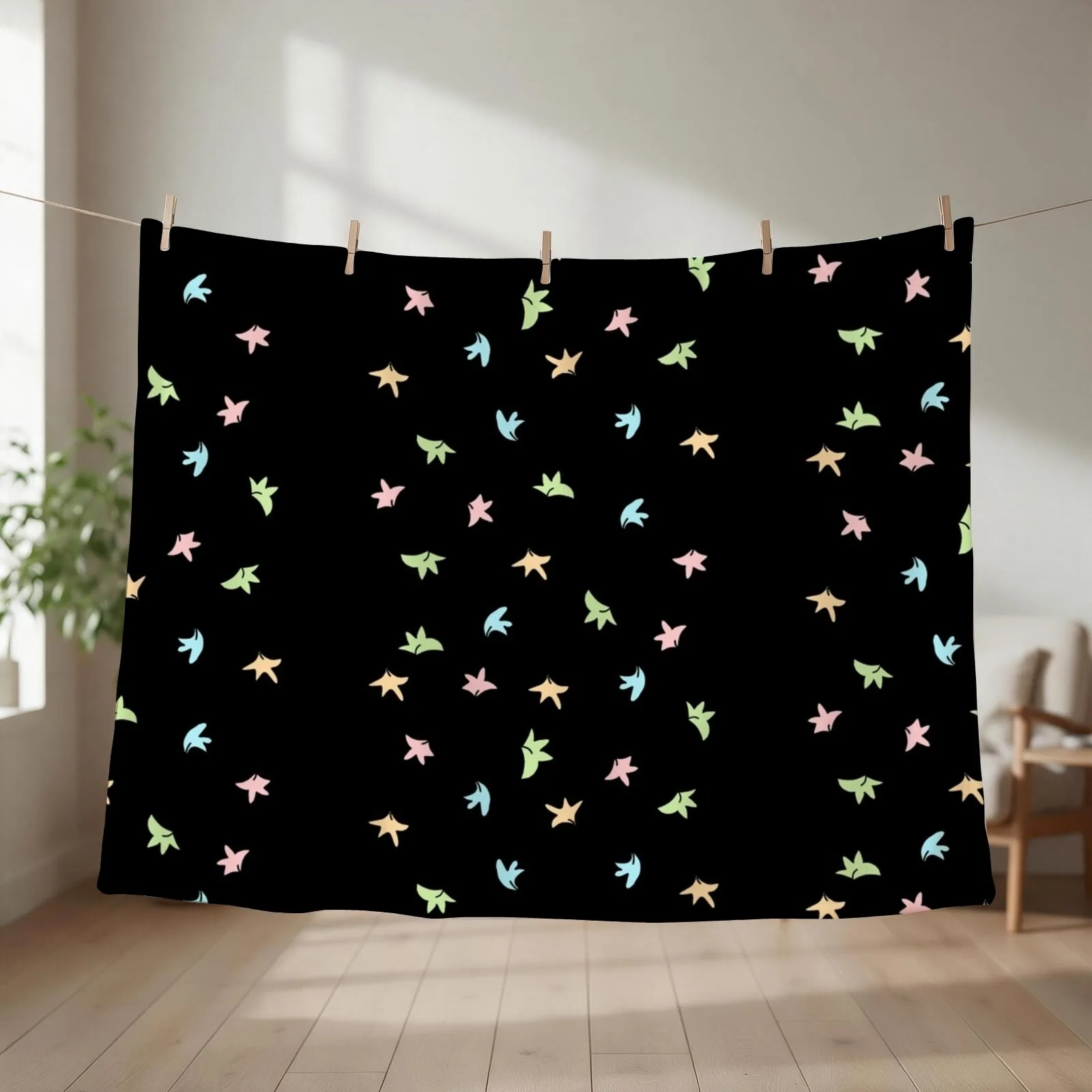 Heartstopper leaves (Black background) Throw Blanket couch cozy soft plush fuzzy picnic outdoor blanket
