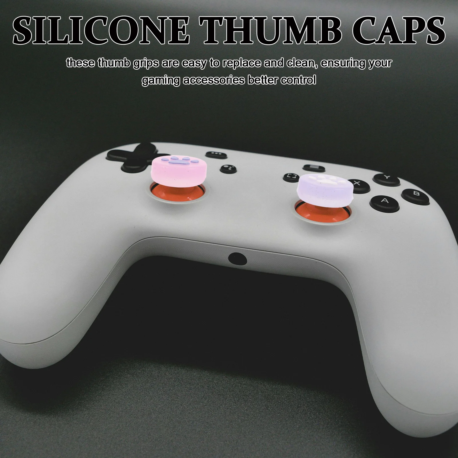 

4pcs Silicone Cat Claw Thumb Caps Glow In The Dark Cute Animal Paw Replacement Grips For Switch Gaming Controller Accessories