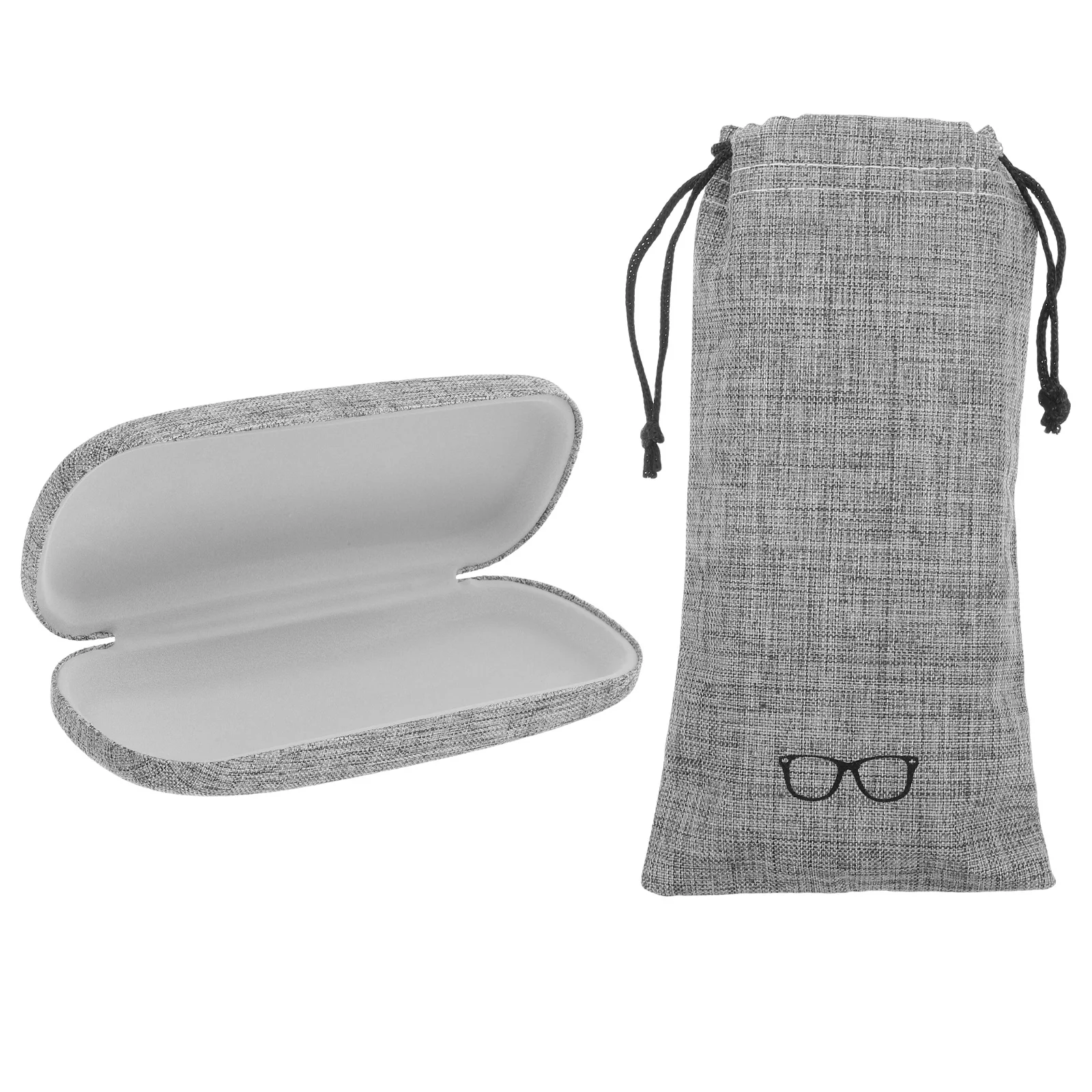 

2Pcs Glasses Storage Set Portable Hard Shell Eyeglass Case Pouch Drawstring Bag Sunglasses Protector Travel Organizer for Men