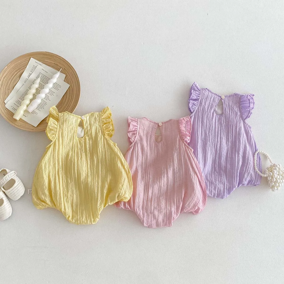 Cute Baby Girl Romper Newborn Bodysuit Flutter Sleeves 3D Rabbit Cotton Baby Clothing 0-24 Months