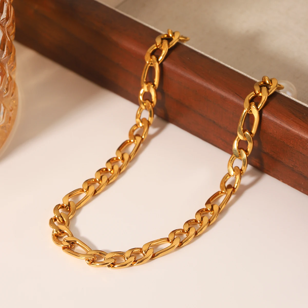 

Huang Chao Exquisite Stainless Steel Oval Anklet Handmade Rectangular Anklet Waterproof Length Adjustable Jewelry Gift