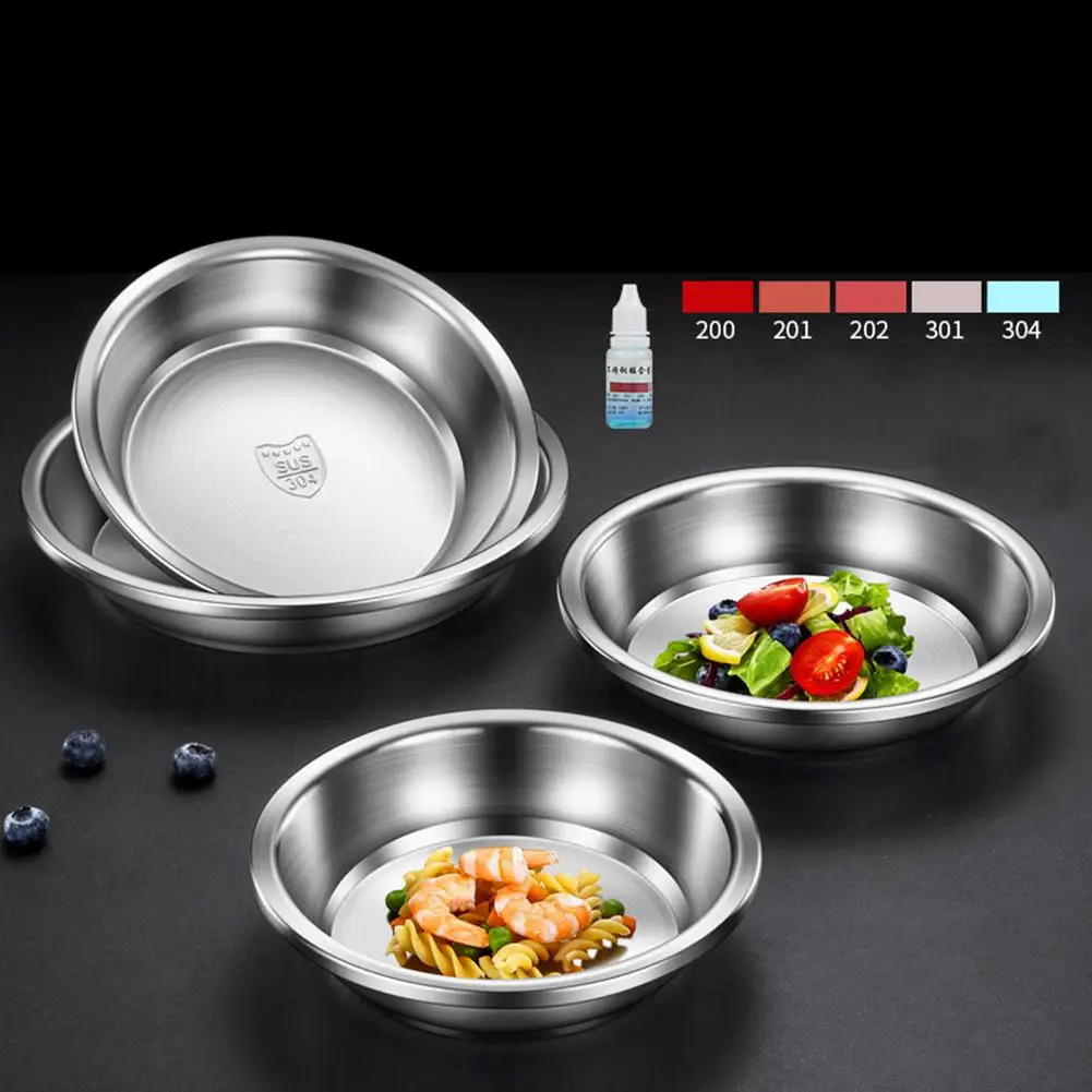 Camping 18-28cm Dia Stainless Steel Tableware Dinner Plate Food Container Multipurpose Deep Plate Round Tray wholesale hot sale