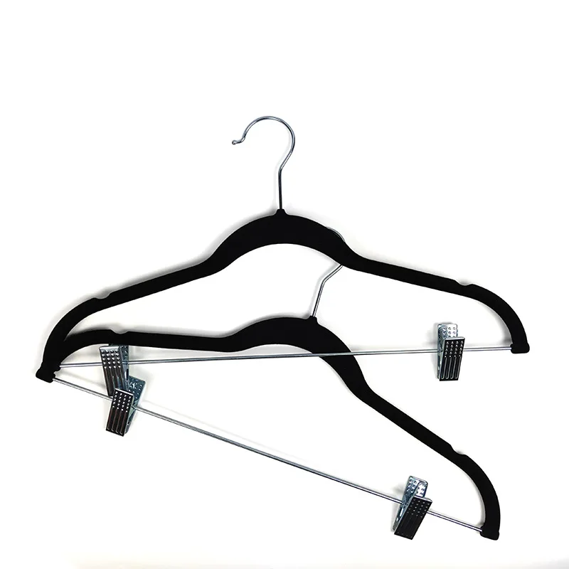 

16.5" Pack of 5 Space Saving Velvet Skirt Hangers with Clips Ultra Thin Non Slip Clothet Hanger for Trouser Skirts Jeans Dress