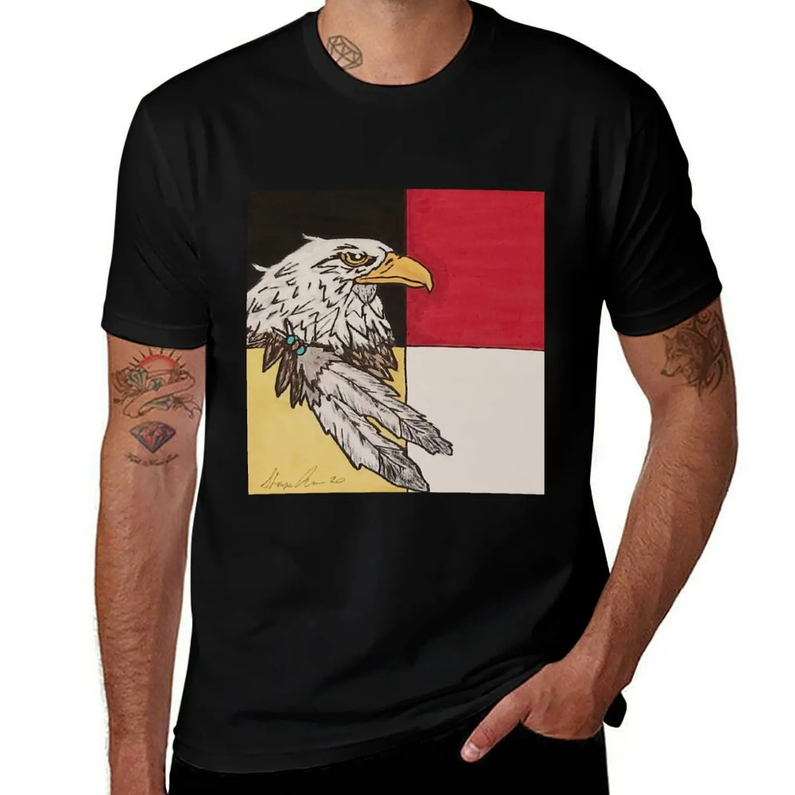 

native art - another painting i did called the eagle's heart T-Shirt Casual Graphic Print Tee