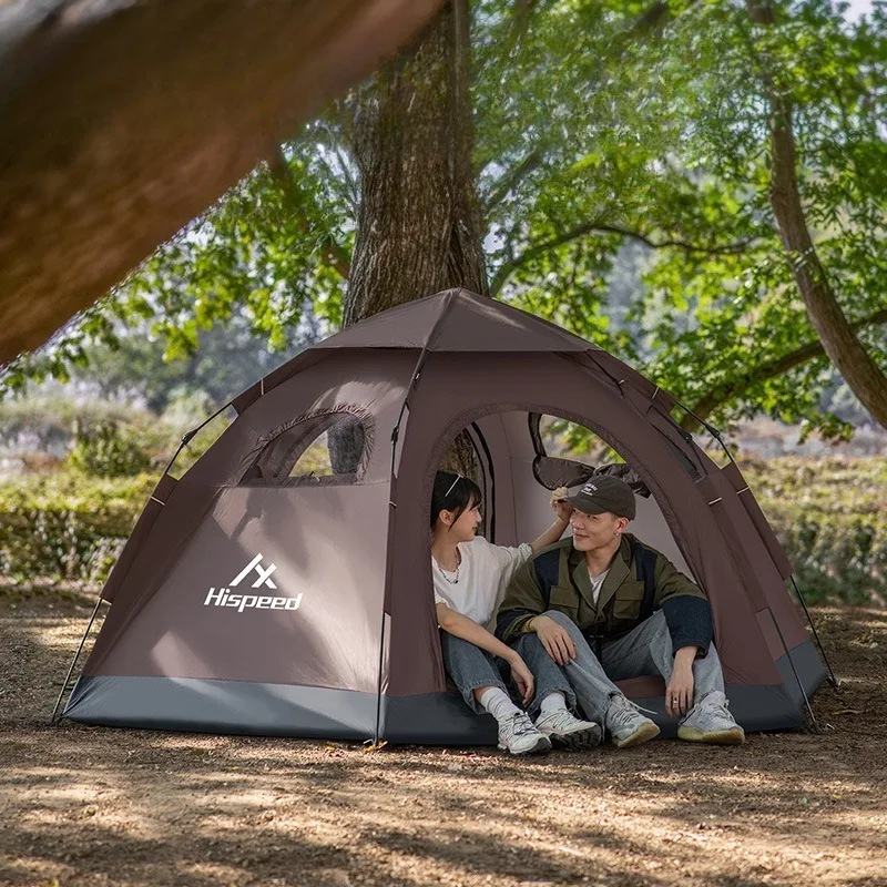 

Утолщенная палатка из ткани Оксфорд, уличная портативная складная водонепроницаемая автоматическая палатка с защитой от солнца, туристические шестиугольные палатки для кемпинга