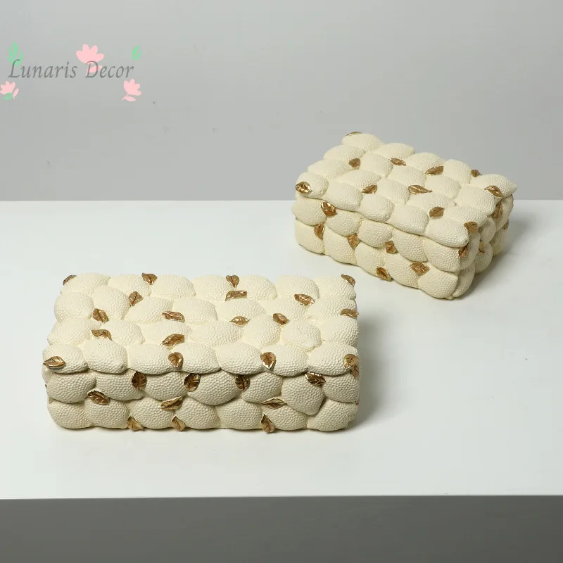 Modern instagram-style creative gold leaf white lemon jewelry box cloakroom desktop high-end storage ornaments