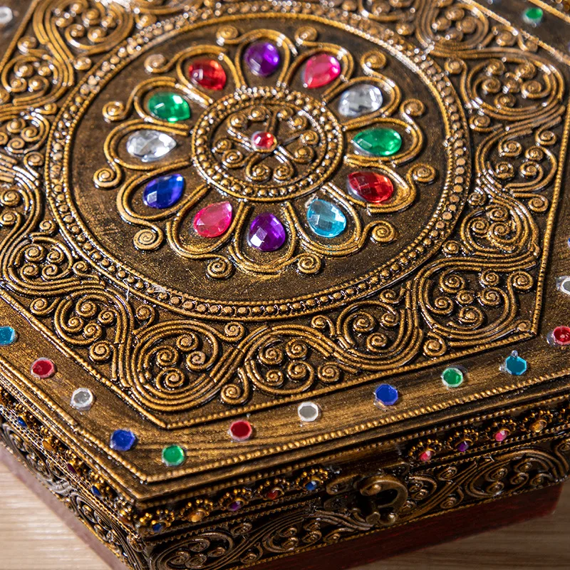 DSA solid wood jewelry box storage tank glazed storage box household living room dining room coffee table wooden candy box