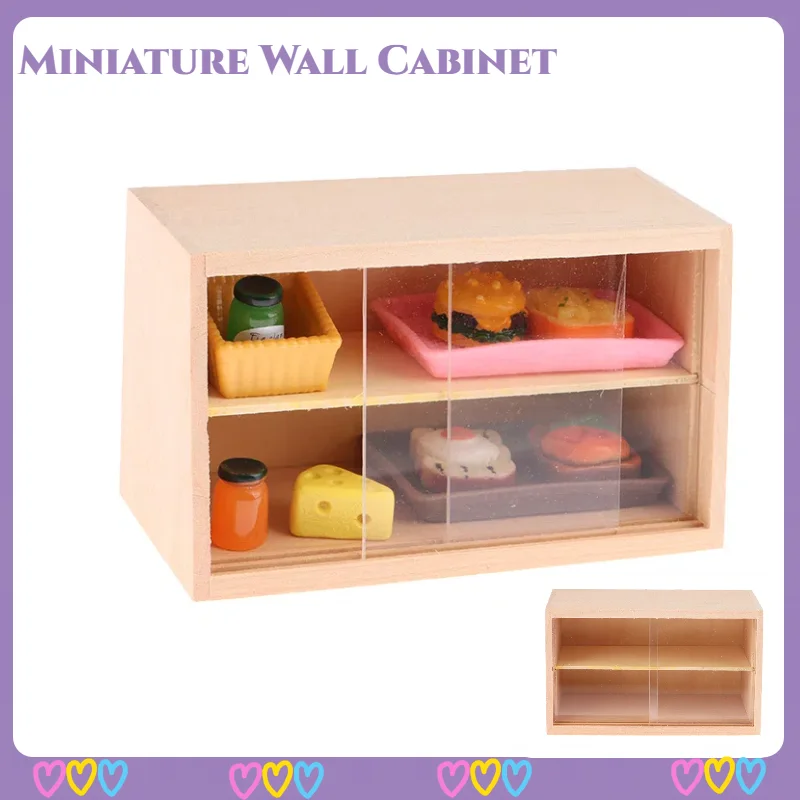 

Миниатюрный настенный шкаф для кукольного домика с раздвижной дверью-1:12, витрина для хранения, модель мебели, декор, игрушка, аксессуары для кукольного дома
