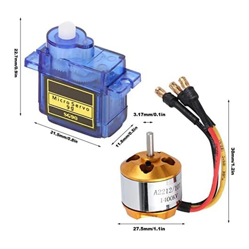 Moteur 2212 1400KV + hélice 8060 + servo SG90 9G + 30A count60 ESC, pièces d'hélicoptère RC pour hélicoptère quadrirotor RC