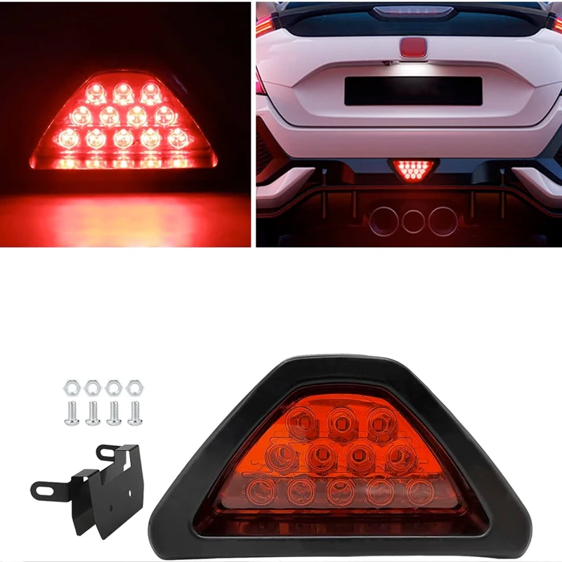 Car F1 Style Brake Light Fog Rear Tail Third Brake Light Waterproof Triangle Warning Flash Lamp Universal Car Accessories