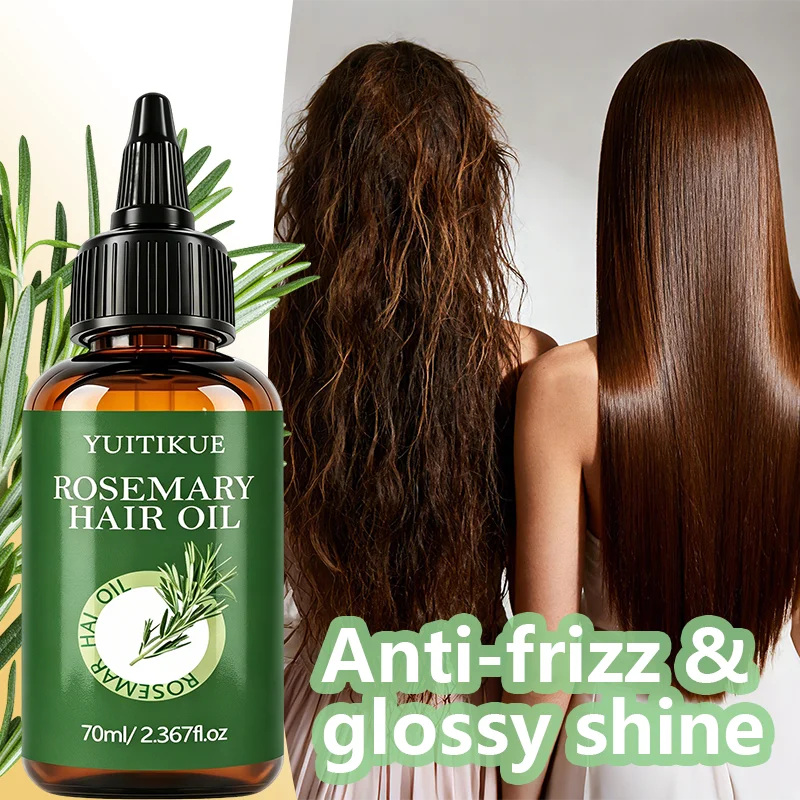 YUITIKUE Rosemary Hair Oil Natural Nourishing Hydrating Strengthening Repair Damaged Hair Scalp Care Essential Oil 70ml
