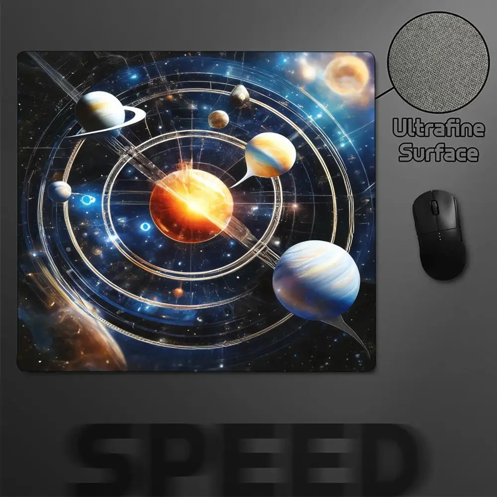 Cosmic Galaxy Solar System Square Gaming Mouse Pad Non‑Slip Rubber Outer Space Nebula Keyboard Mat For Laptop Computer