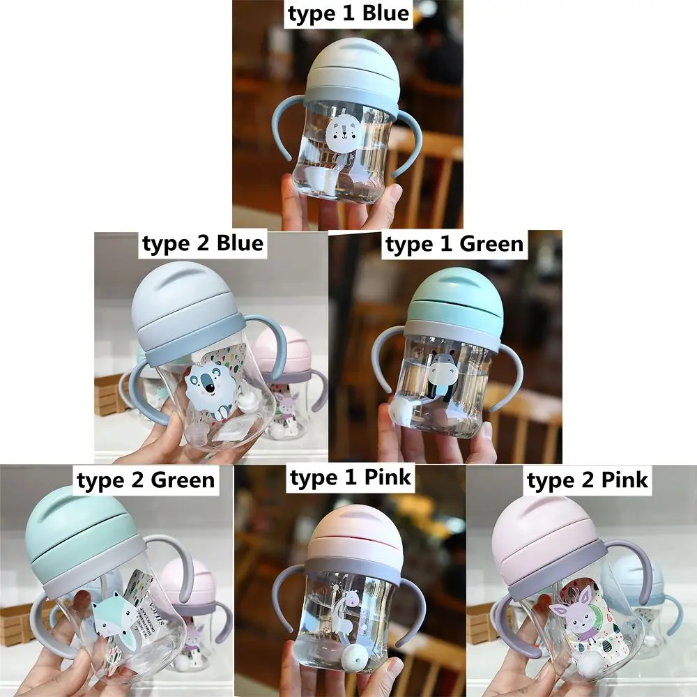 Food Grade Toddler and  Water Bottle Handle Feeding Cup Sippy Cups Unisex Learning Cup with Straw Gravity Ball