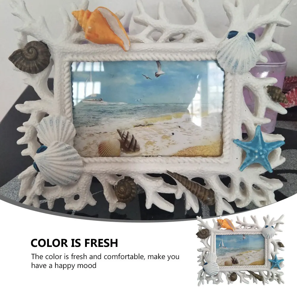 

1Pcs Resin Coral Photo Frame Colorful Desktop Picture Stand Home Decor Display Frame Photo Holder Photograph Decor