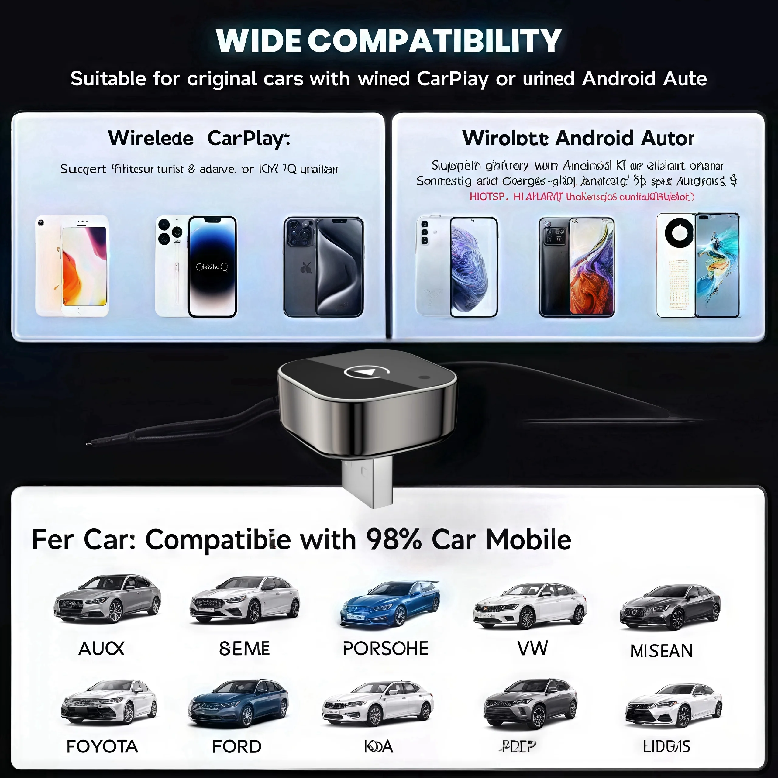 جديد لاسلكي CarPlay أندرويد محول السيارات USB دونغل الذكية صندوق صغير التوصيل والتشغيل العالمي لشركة فولكس فاجن تويوتا نيسان هوندا فورد بنز