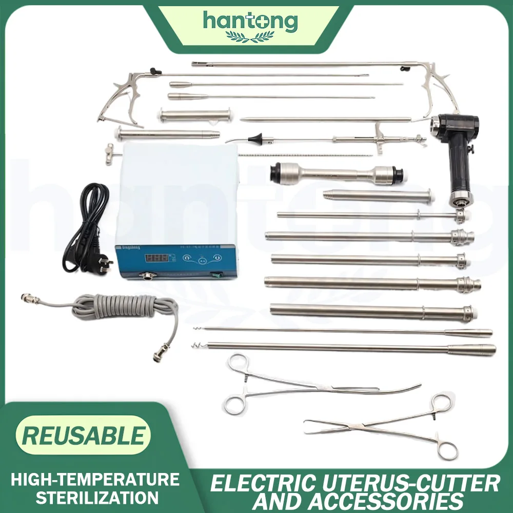Laparoscopic Hysterectomy Surgery Set with Electric Power Morcellator, Myoma Screw, Grasping Forceps for Myomectomy