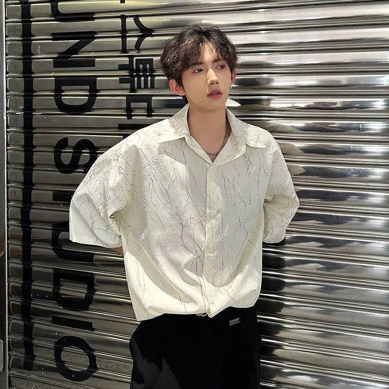 Nowa letnia koszula z krótkim rękawem męska luźna pięciominutowa koszula