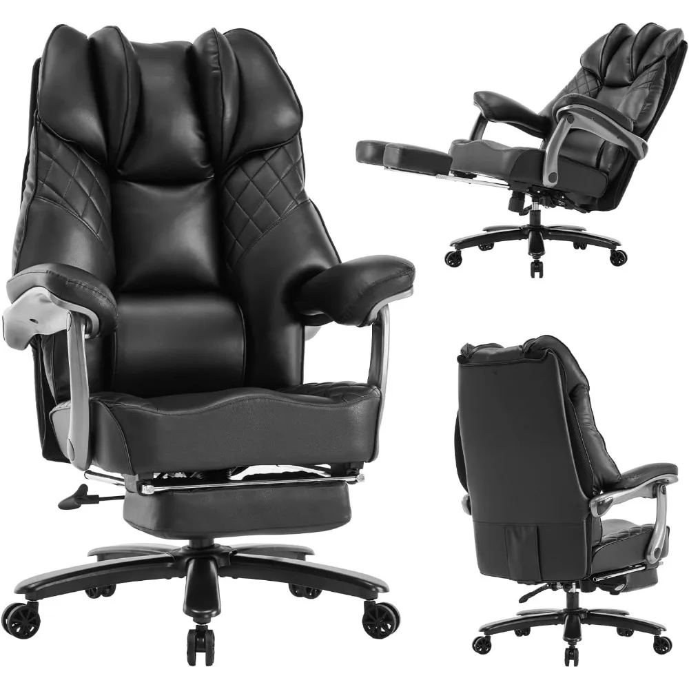 

Big and Tall Office Chair 400lbs for Heavy People, Wide Executive Office Chair with Foot Rest, High Back Ergonomic Desk Chairs L