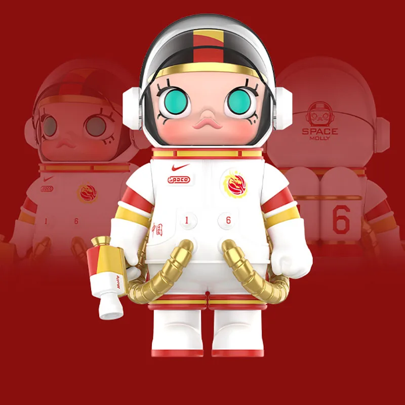 POPMART MEGA SPACE MOLLY 100% China Women's National Basketball Team Collection Toys Kawaii Ornaments Figurines Home Decor Model