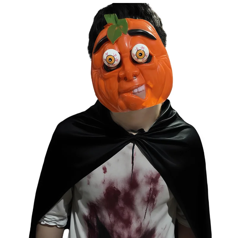

Halloween Scary Face Crooked Mouth Spring Eye Pumpkin Mask
