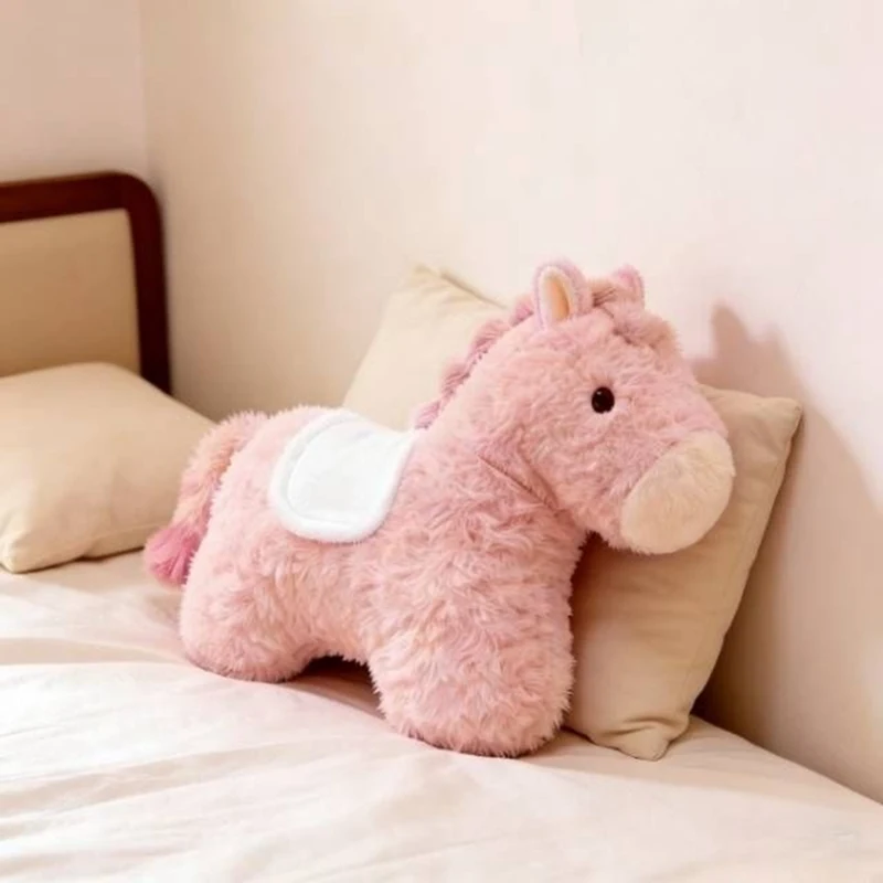وسادة على شكل حصان وردي بطول 55 سم، دمية محشوة للعناق، ألعاب حيوانات لطيفة، وسادة للعناق والرمي للفتيات، ديكور منزلي للأريكة
