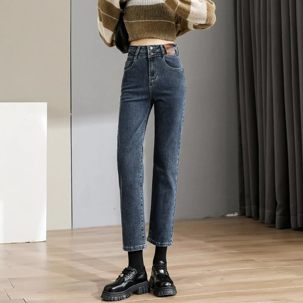 

Astylish Womens High Waisted Cropped Jeans Casual Stretch Straight Leg Jeans