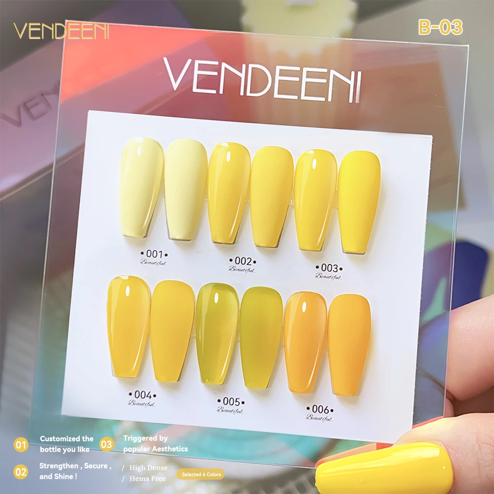 Vendeeni Gel vernis à ongles couleur Uv Gel ensemble 6 pièces/kit manucure fourniture d'ongles marque privée vernis à ongles Gel boîte sans cruauté Esmaltes