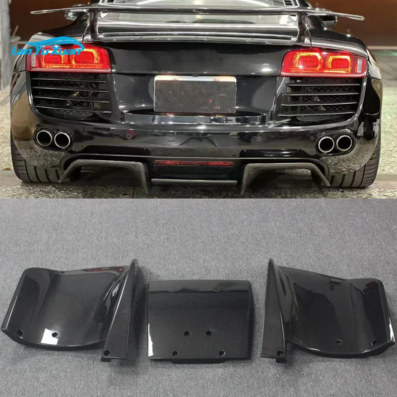 

R8 Carbon Fiber Splitter Rear Lip Diffuser Fits For Audi R8 V8 V10 Gen 1 2008-2015