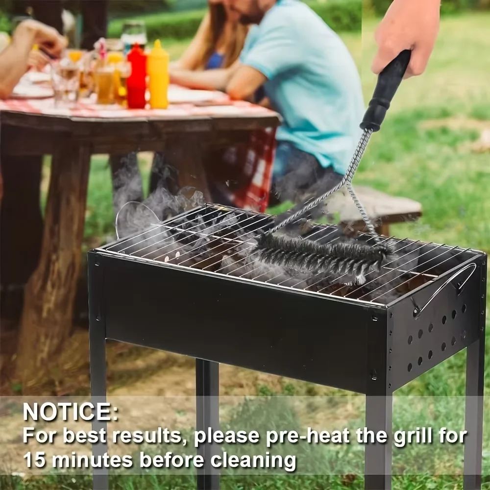 Grill Brush BBQ Brush 12-inch Three-sided Wire Grill Cleaning Brush Practical Kitchen Bar Barbecue Supplies