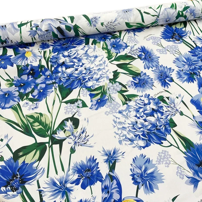 Natural 100% Cotton Poplin Printed Fabric for Dress Italian Luxury Brand Fashion Clothing Design Sewing by the Yard Material