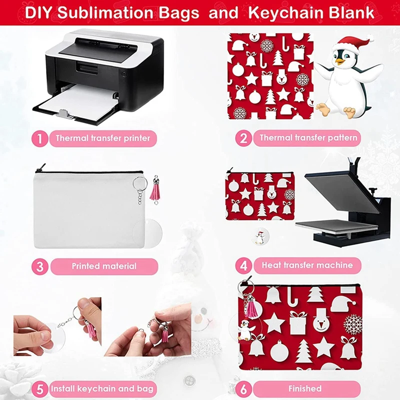 30 Pieces Sublimation Blanks Pouch DIY Heat Transfer Makeup Bags Iron On Transfer Zipper Canvas Pen Case For Women Kids