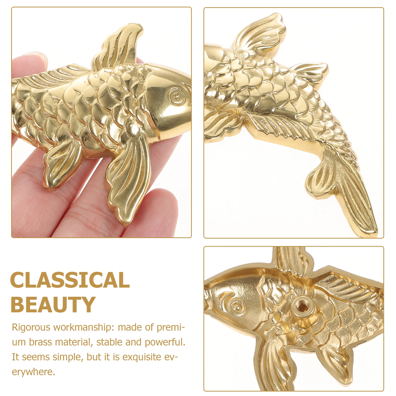 

3pcs Brass Copper Ornaments Home Decor Desktop Adornment Decoration Fish Simulation Animal Figure Office Gift Metal