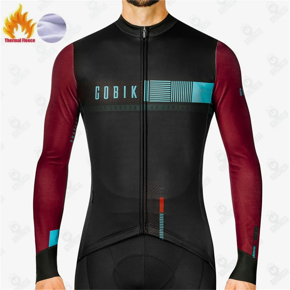 Cobik-Winter Wool Jacket for Men, Cycling Wear, Cycle Clothes, Thermal Fleece, Long Sleeve Shirt, Mountain Bike Clothing