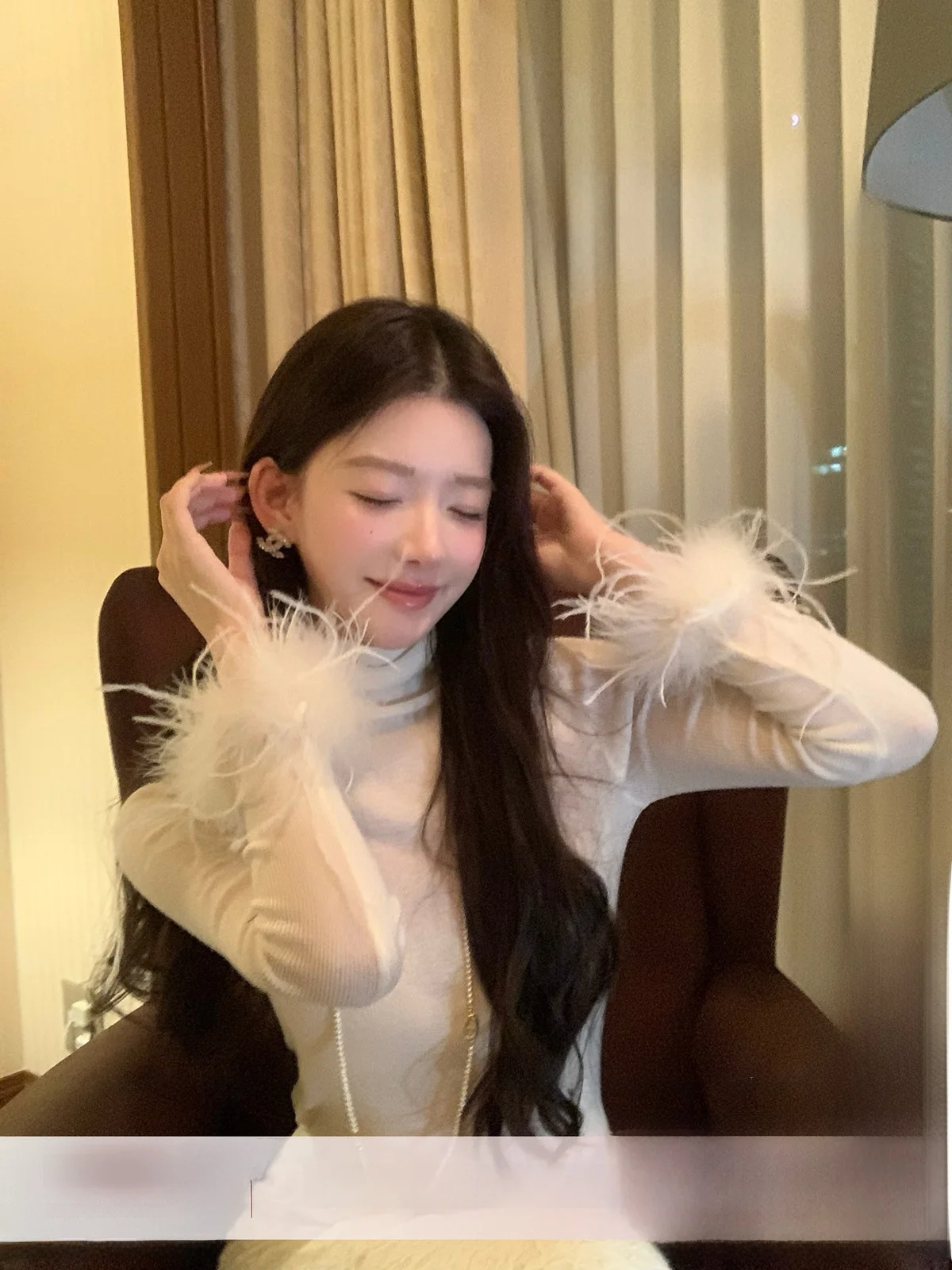 

Женский зимний модный повседневный топ Ele YOLI из шерстяной смеси с высоким воротом и длинными рукавами, бежевый