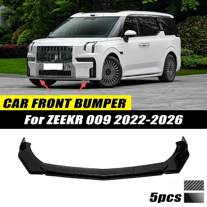 For ZEEKR 009 2022-2026 Front Bumper Lip Front Guard Spoiler High-quality ABS Material Body Kit Front Lip Accessories
