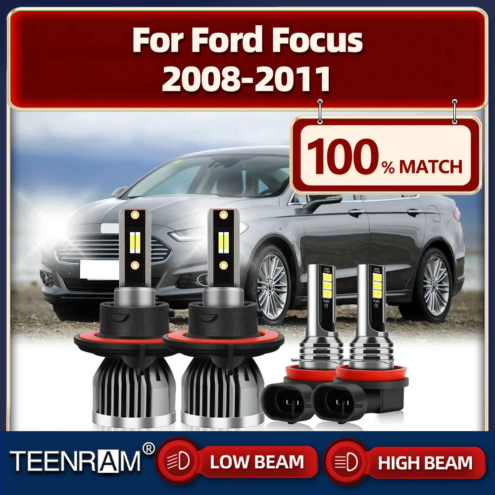 

40000LM LED Headlight Bulb 6000K White Auto Fog Lamps 240W Turbo Car Lights 12V Plug And Play For Ford Focus 2008 2009 2010 2011