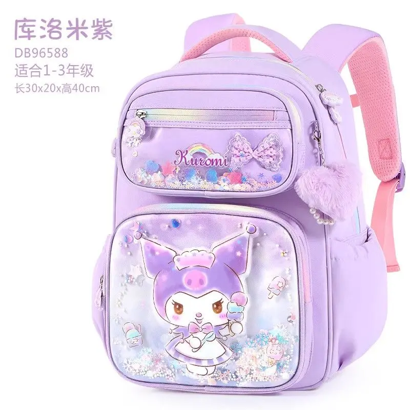 Kuromi Sanrio Melody Kawaii Cinnamoroll Kids Cute Backpack Big School Bags Students Large Capacity Lightweight Children's Gifts