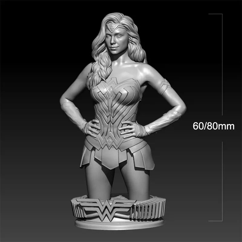 

60mm 80mm Resin Model Battle Girl Bust Figurine Unpaint No Color RW-727