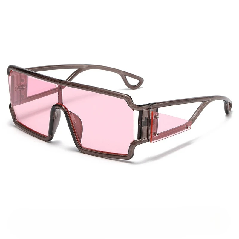 2026 Futuristic One-piece Square Sunglasses Unisex Iridescent Gradient Lens Oversized INS Streetwear UV400 Shades