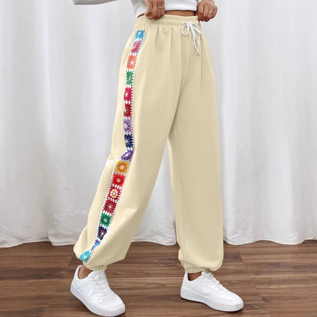 2026 Women's New Fashion Trend High Quality Loose Casual and Comfortable Color Striped Stitching Women's Bottoms Sweatpants