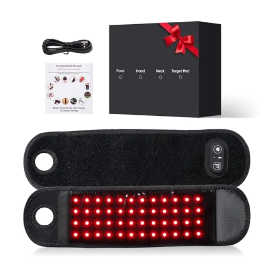 

Red Light Therapy for Hands Wrist with Heat 660nm and 850nm Near Infrared and Red Light Therapy for Wrist Wrap with 48 Beads fo
