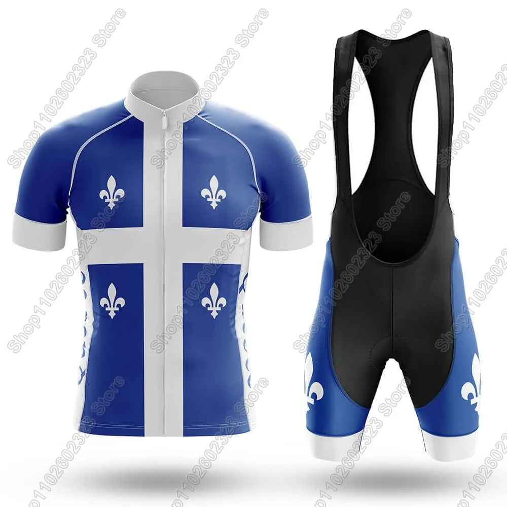 

Велосипедный трикотаж с флагом Quebec, комплект 2025 года, летняя мужская одежда для велосипеда, рубашки для шоссейного велосипеда, костюм, велосипедные шорты нагрудник, MTB Ropa Maillot