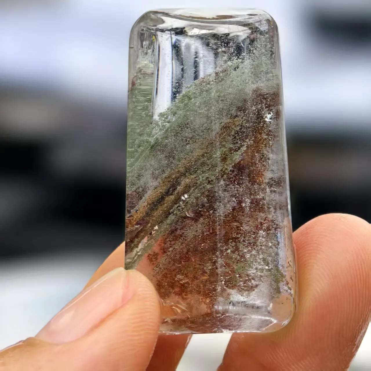 Natural Red Green Phantom Crystal,Four Seasons Color Phantom Quartz Crystal Without Matter,Mineral,Healed,Can Be Used Pendant