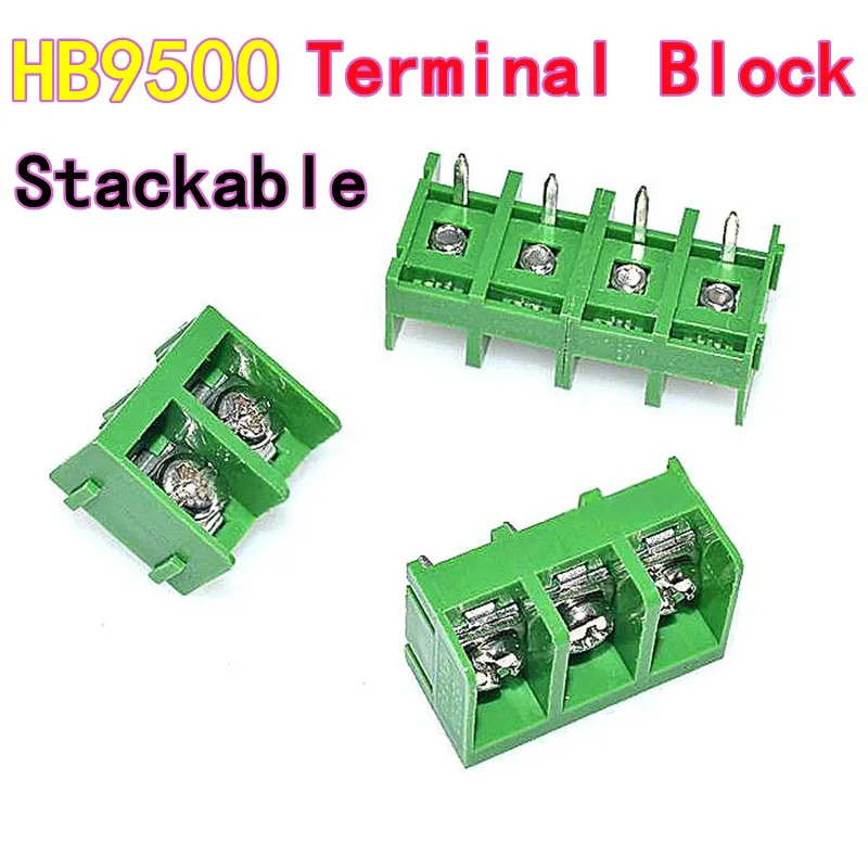 

50pcs Terminal Block HB9500 Barrier Type Stackable 2P 3P Pin Spacing 9.5mm 300V / 30A
